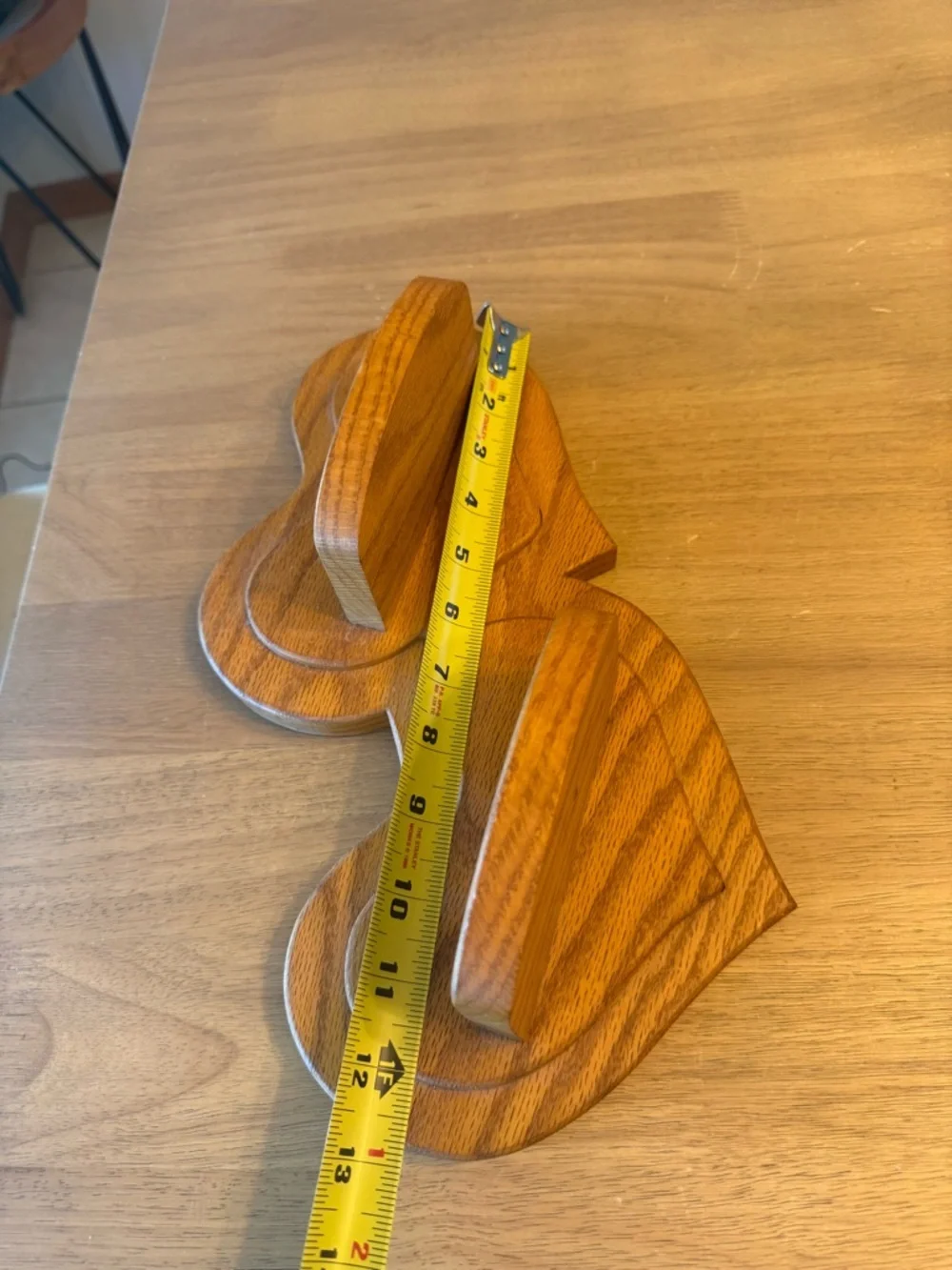 Vintage handmade Heart-Shaped Wooden Wall Shelf Duo - Warm Oak Finish